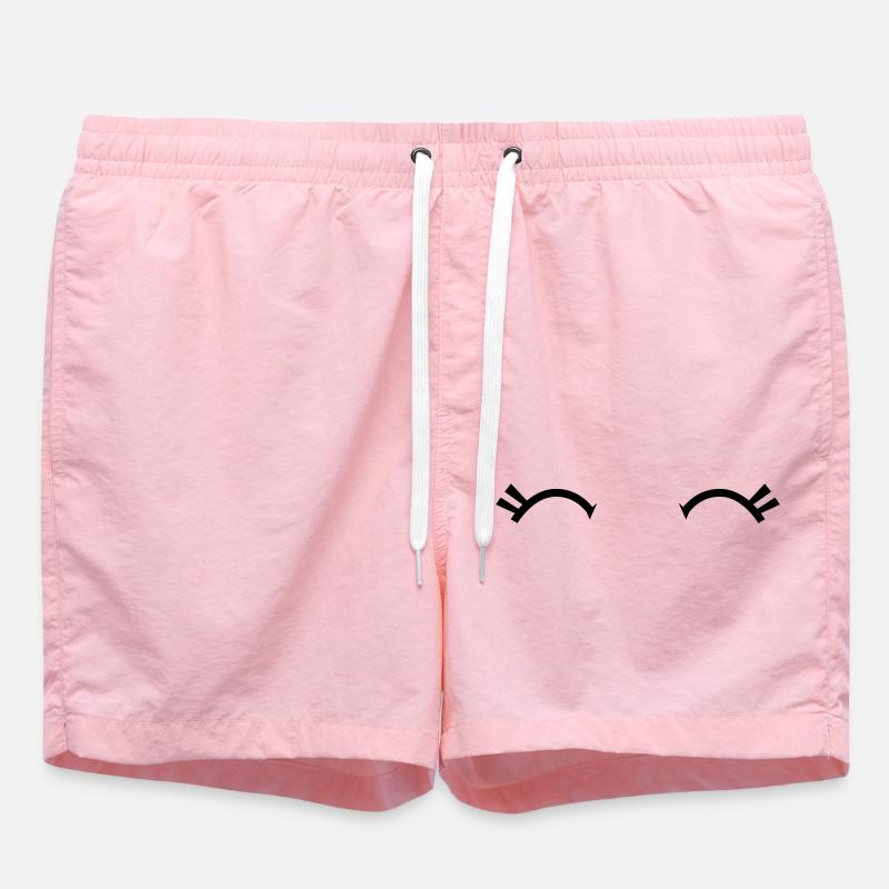 Jolis yeux joyeux de Kawaii avec des cils - Short de bain - rose
