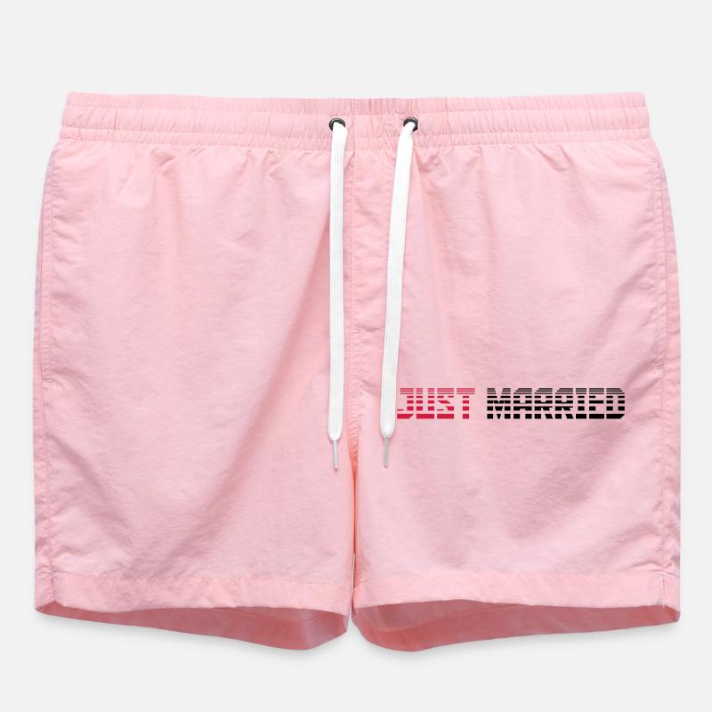 Just Married Text Logo Design - Badeshorts - Pink