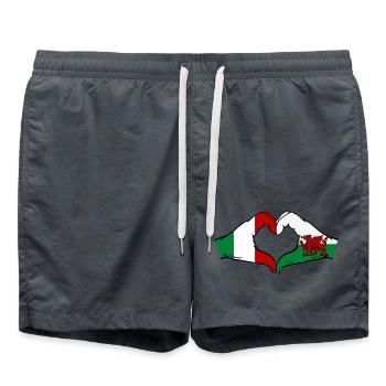 Italien Wales Flagge Hände Herzform - Badeshorts -  - Vorne