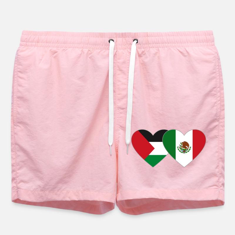 Palestine Mexique Drapeau Coeur - Short de bain - rose