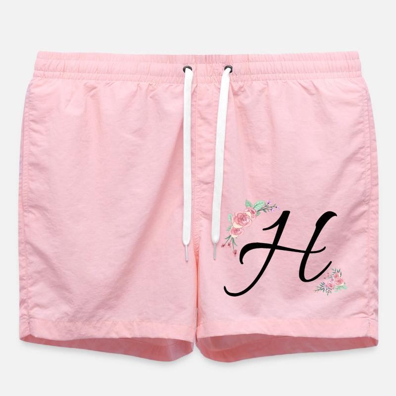 Lettre h fleurs - Short de bain - rose