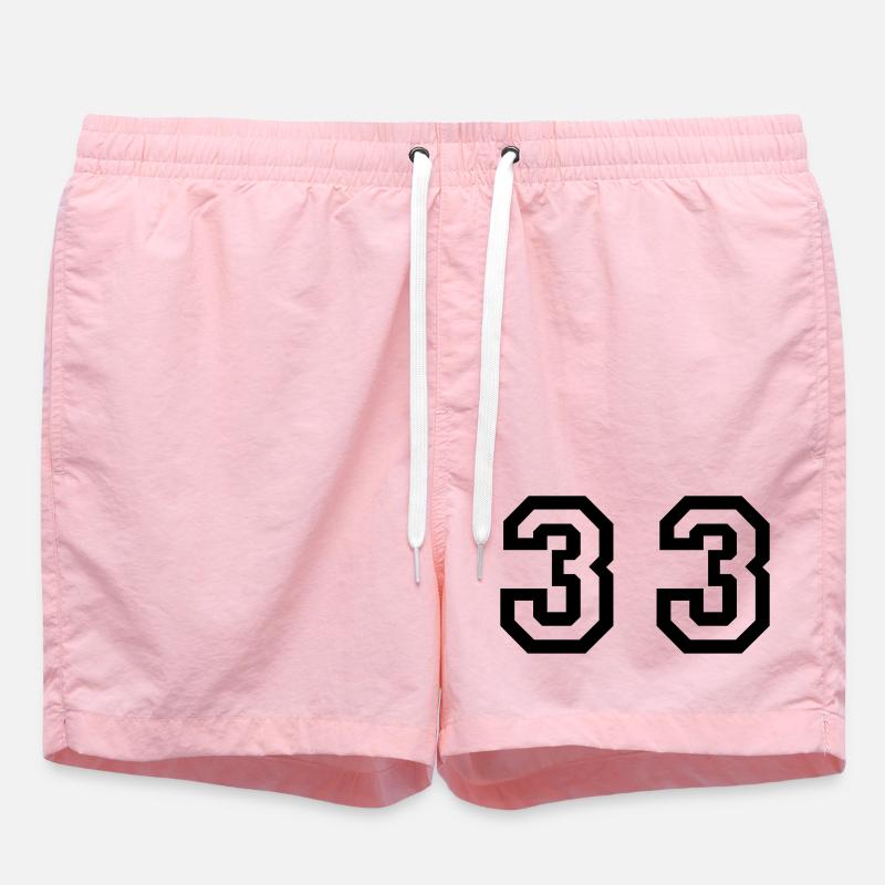 Number - 33 - Thirty Three - Badeshorts - Pink