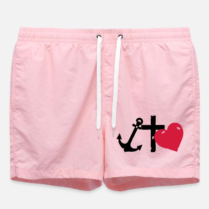 Rote Herzsilhouette glaube-liebe-Hoffnung - Badeshorts - Pink