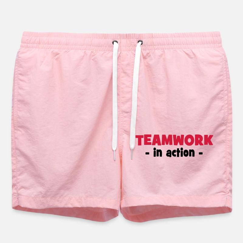 Teamwork in Action - Swim Trunks - pink