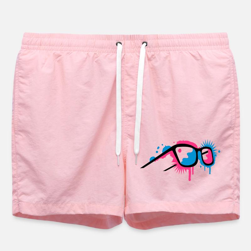 3D Brille im Graffiti Stil - Badeshorts - Pink