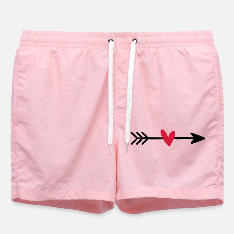 Arrow with heart cupid love gift - Swim Trunks - pink