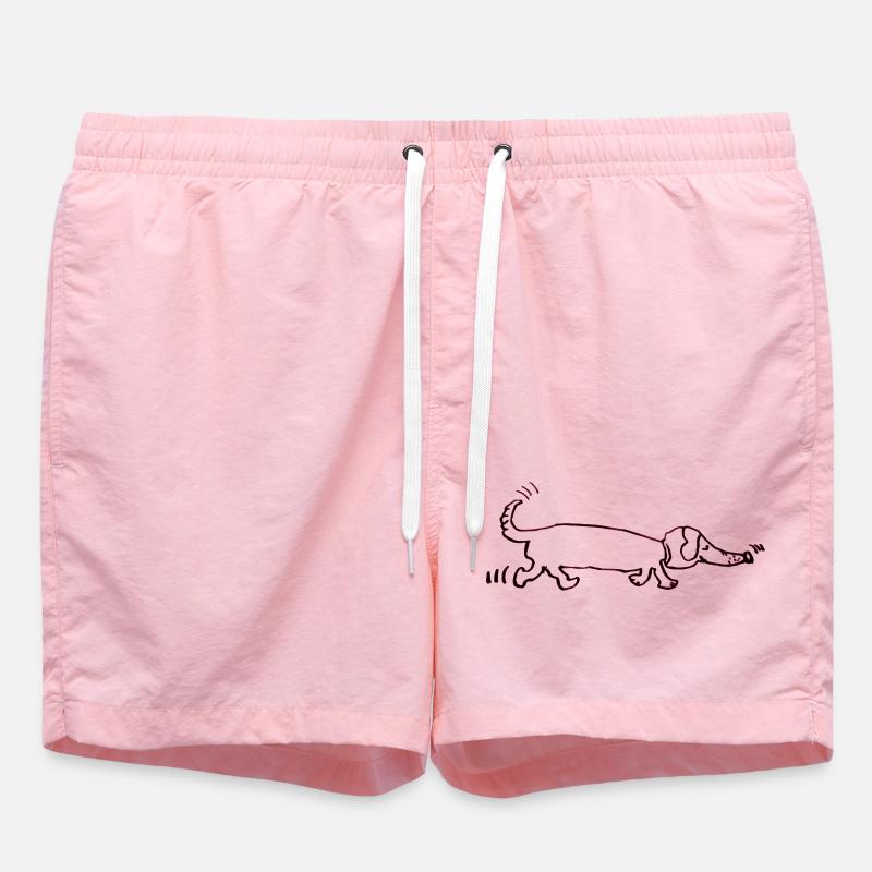 drôle teckel, teckel, chien, teckel - Short de bain - rose