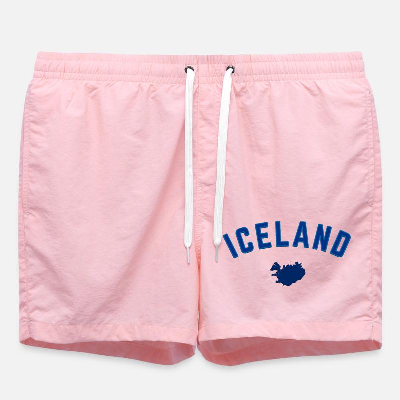 Iceland Blue Map Bow Design - Swim Trunks - pink