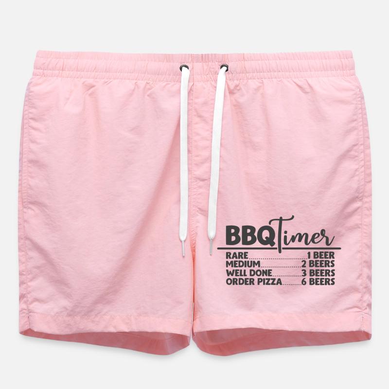 BBQ Timer Grill Spruch Design - Badeshorts - Pink