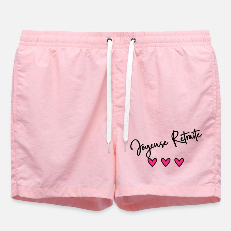 RETRAITE. BONNE RETRAITE. JOYEUSE RETRAITE. - Short de bain - rose