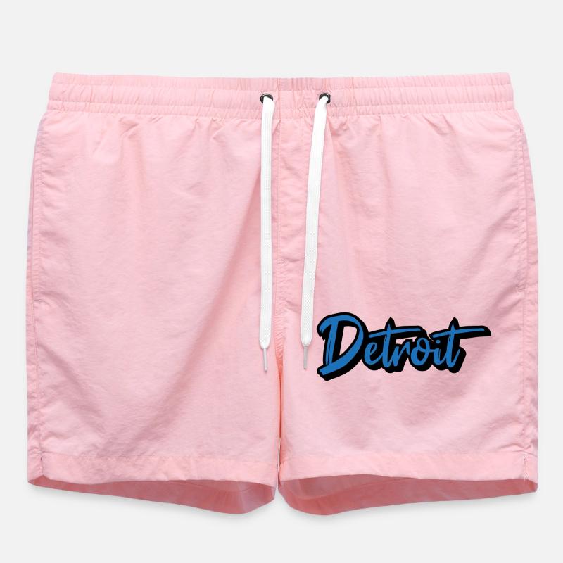 Detroit Script Blue - Swim Trunks - pink