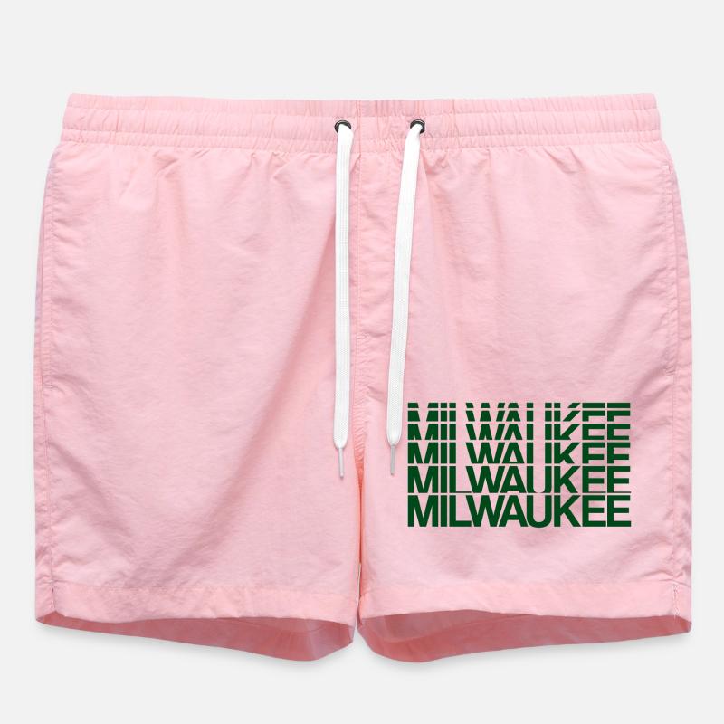 Milwaukee Grid Pattern - Swim Trunks - pink
