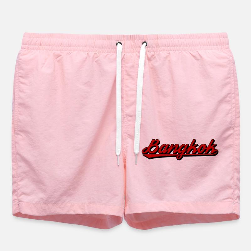 Bangkok Script Neon Red - Swim Trunks - pink