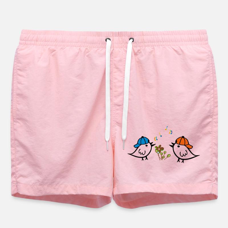 Spring, Sparrows - Swim Trunks - pink