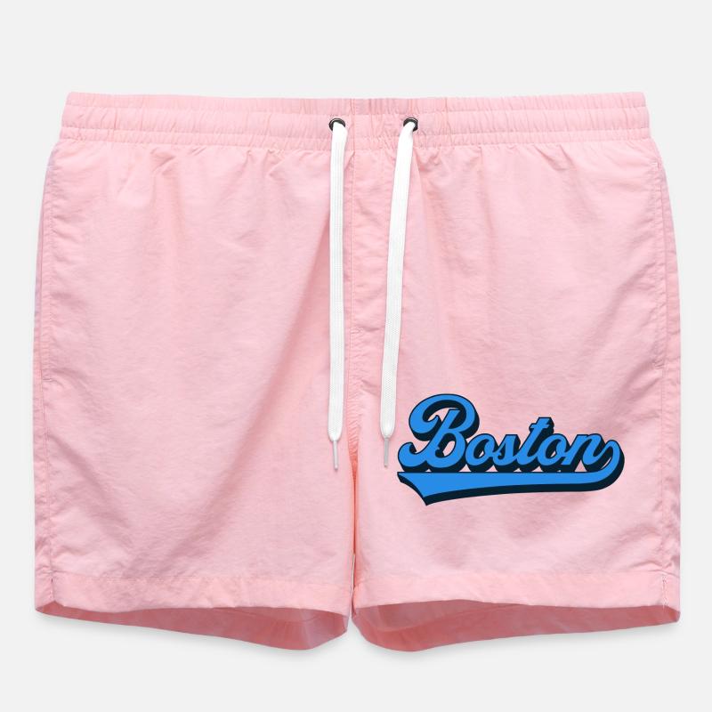 Boston Blau Script Retro - Badeshorts - Pink