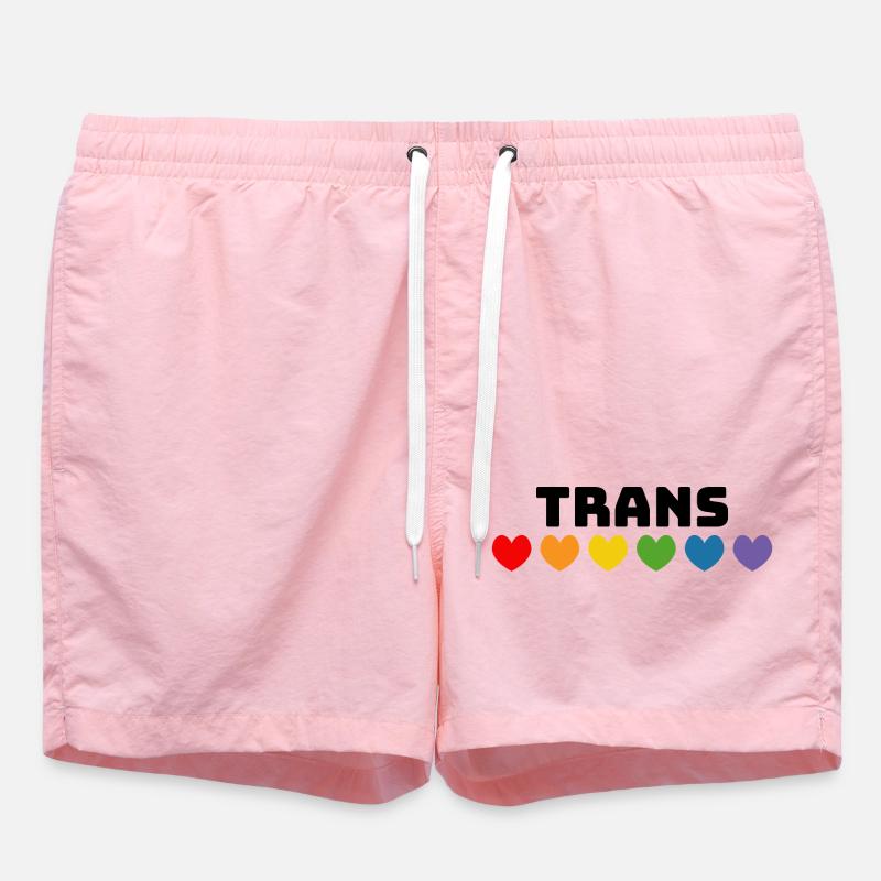 Cœur arc-en-ciel trans noir - Short de bain - rose