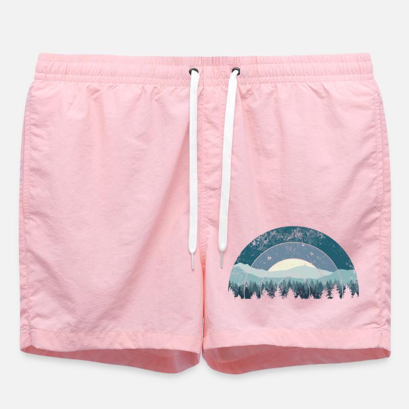 Blue Arc Forest Landscape - Swim Trunks - pink