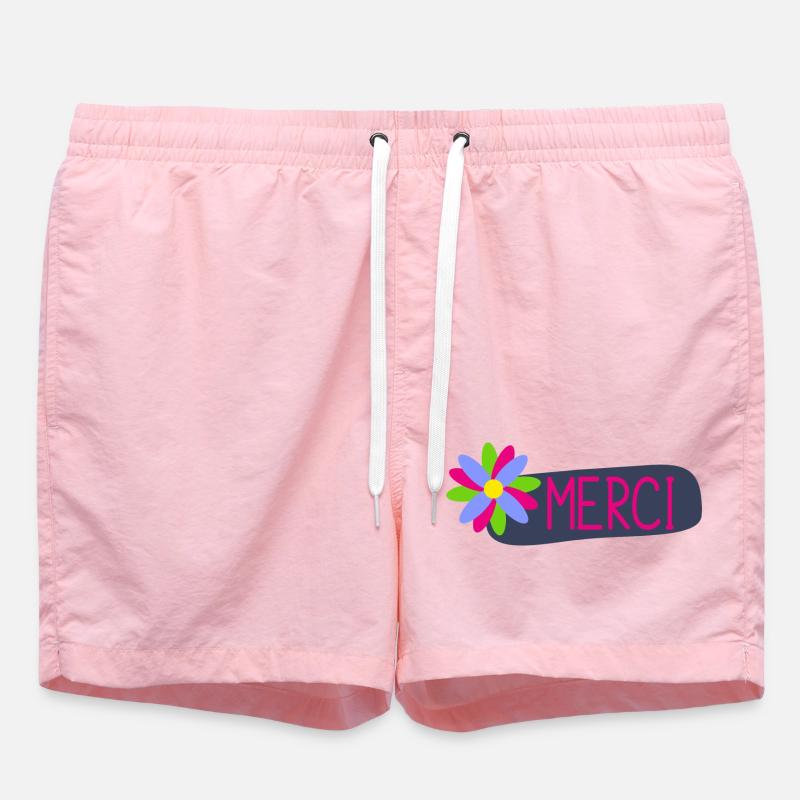 MERCI. THANKS. ANNIVERSAIRE. NAISSANCE. RETRAITE. - Short de bain - rose