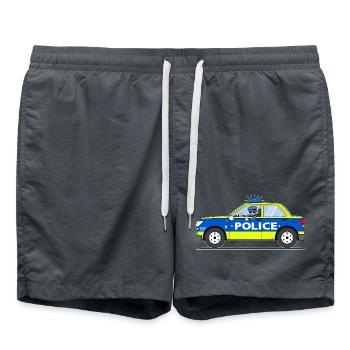 Polizeiauto mit Polizist Blau und Gelb - Badeshorts -  - Vorne
