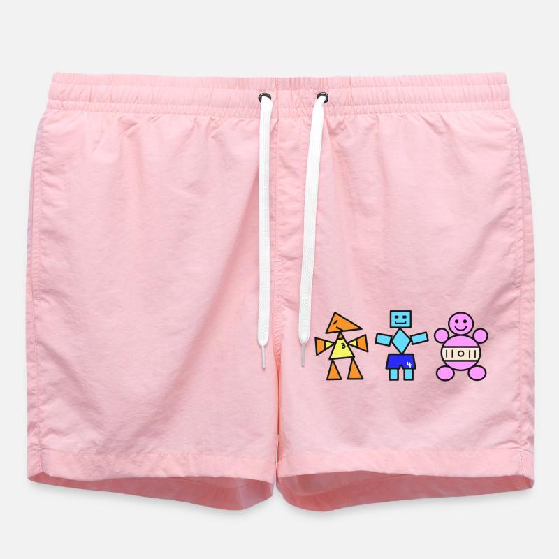 Geometric Trio Playful Figures,  One point  - Swim Trunks - pink