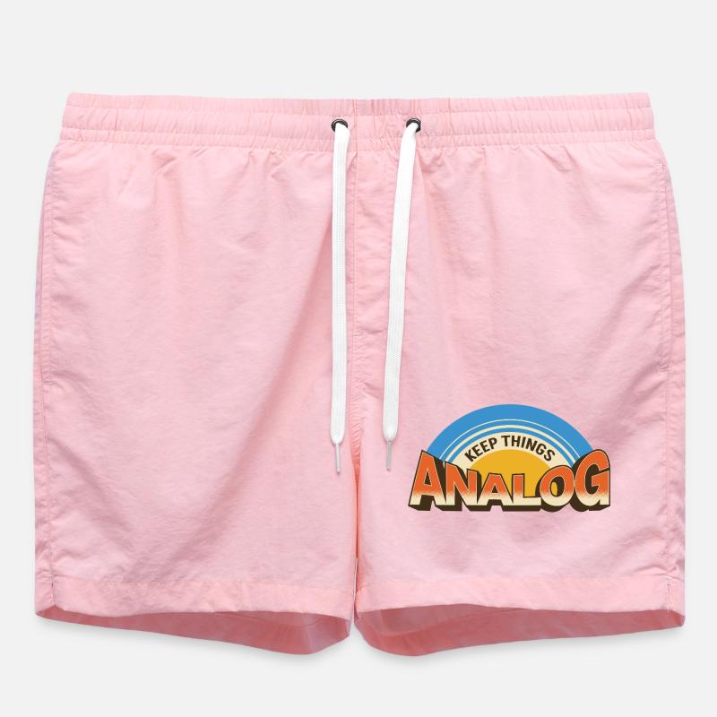 Keep Things Analog – Retro Tech Statement - Swim Trunks - pink