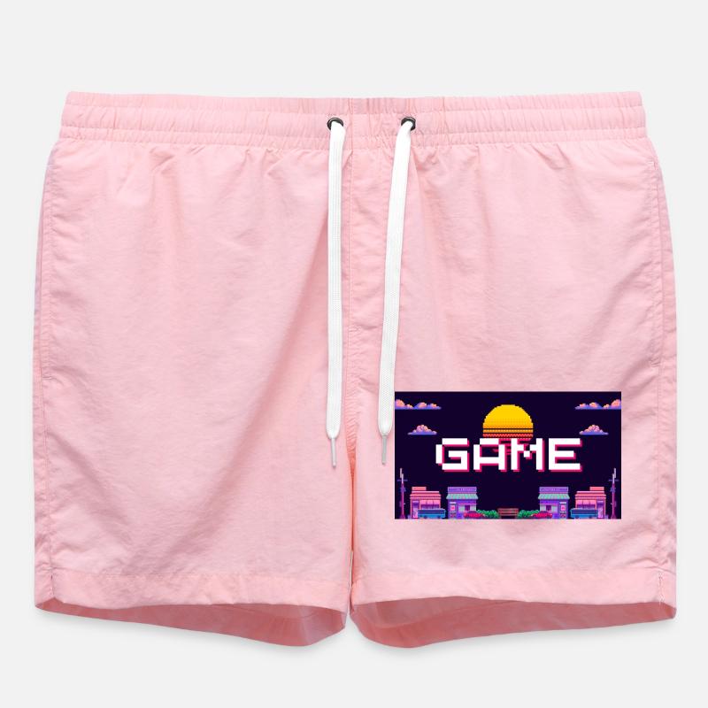 Rétro Pixel Game Sunset Design - Short de bain - rose