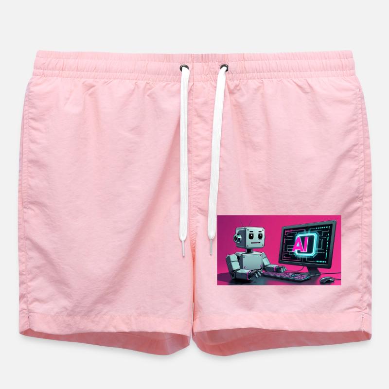 Futuristischer KI-Roboter und Tech-Bildschirm - Badeshorts - Pink
