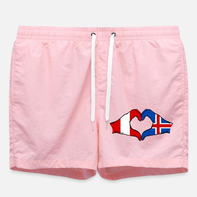 Peru Island Flag Hands Heart Shape - Swim Trunks - pink
