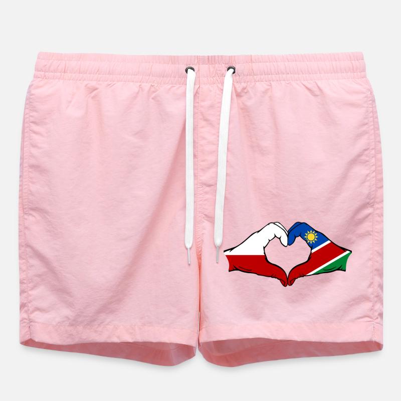 Poland Namibia flag hands heart shape - Swim Trunks - pink