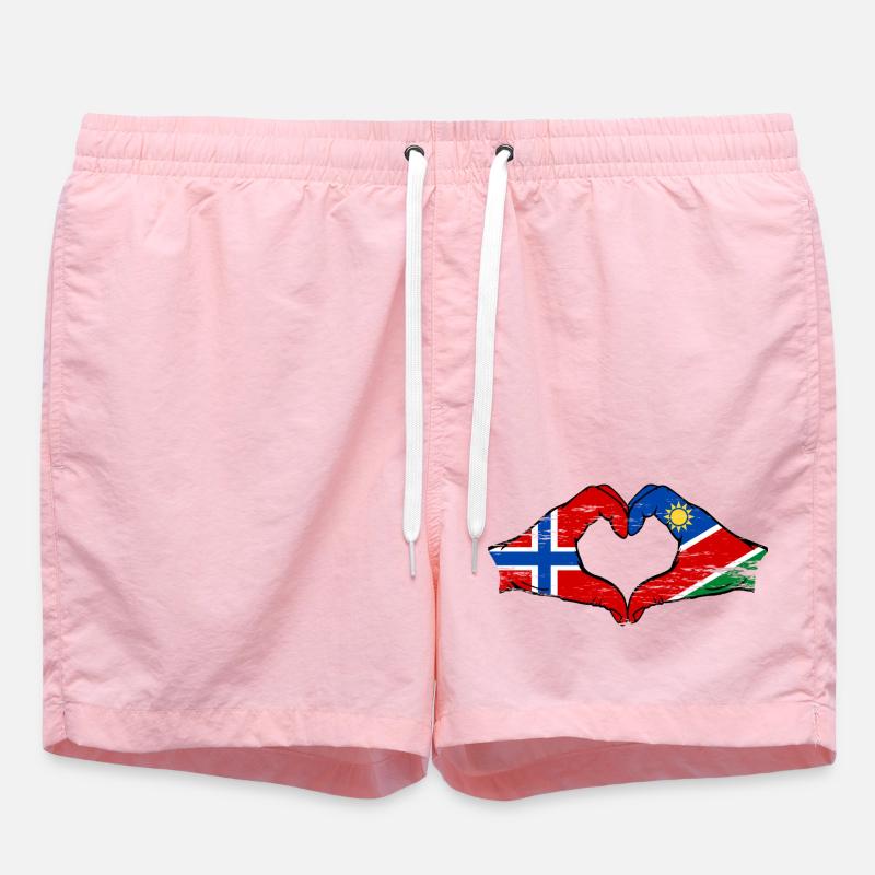 Norway Namibia Flag Heart - Swim Trunks - pink