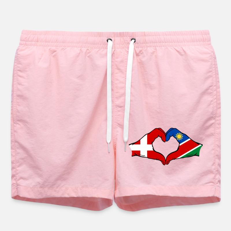 Denmark Namibia Flag Heart - Swim Trunks - pink