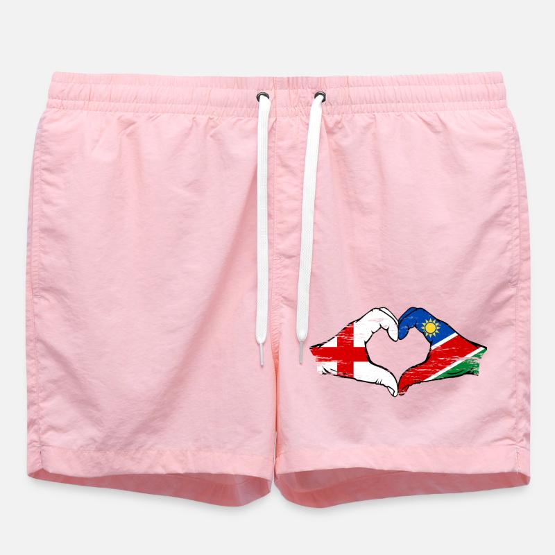 England Namibia Flag Hands Heart - Swim Trunks - pink