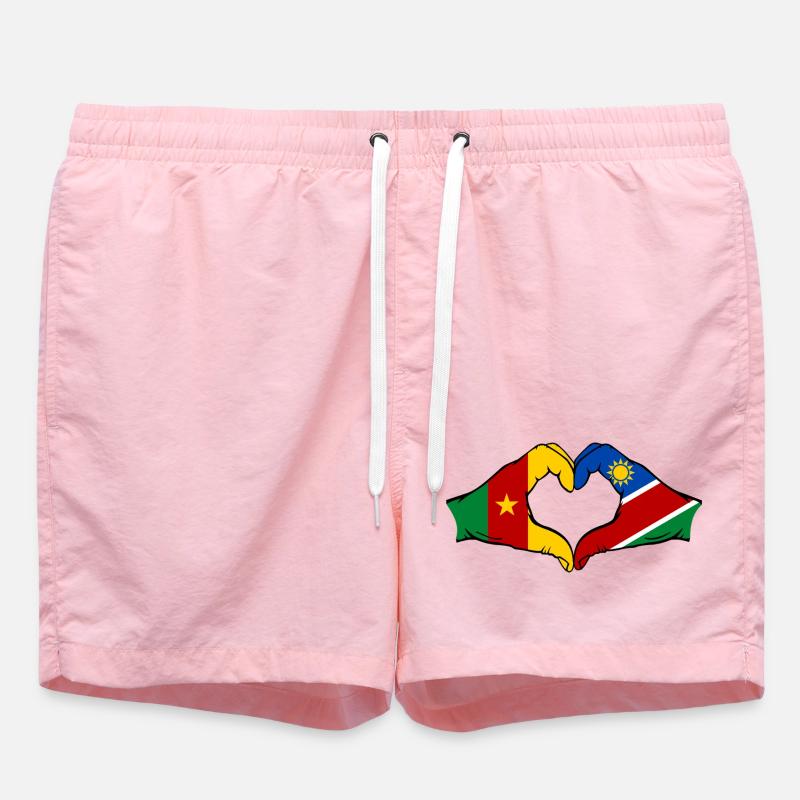 Kemerun, Namibia, Flag, Hands, Heart Shape - Swim Trunks - pink