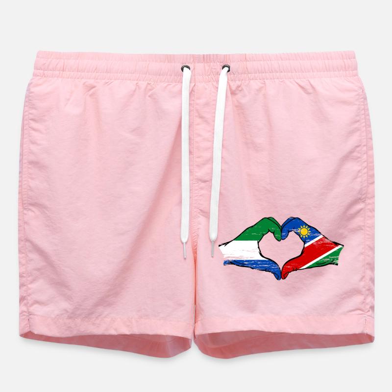 Sierra_Leone_Namibia_Flagge_Haende_Herzform_use - Swim Trunks - pink