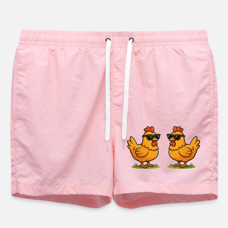 Chickens with sunglasses - Swim Trunks - pink