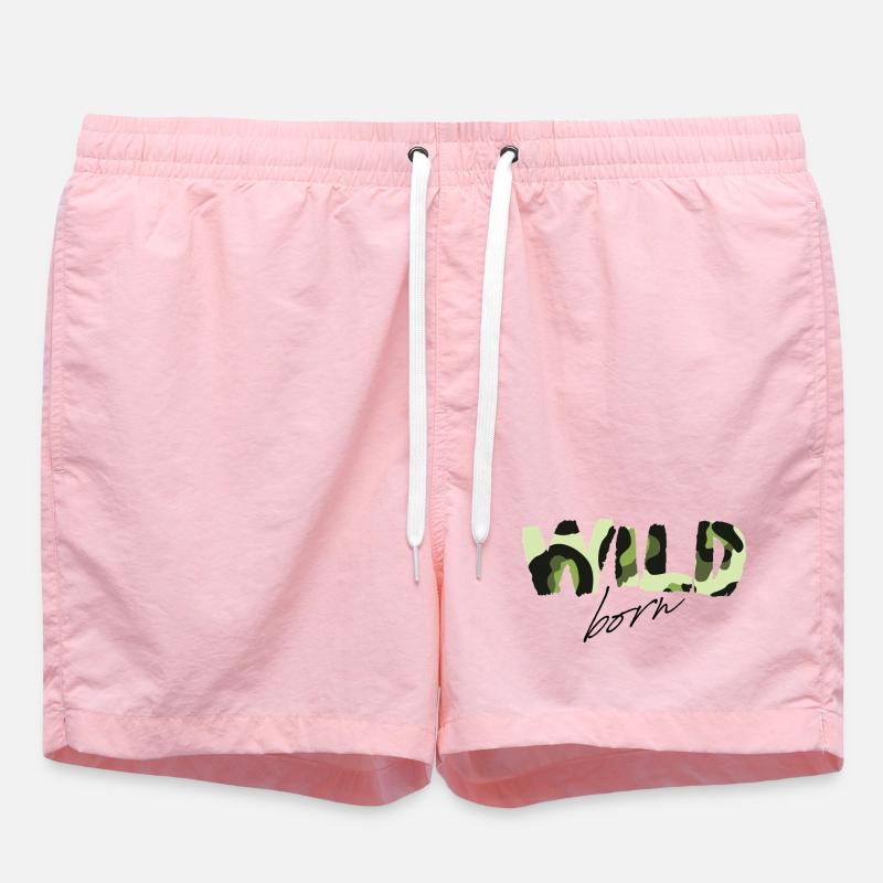 Camouflage Wild Born Texte Logo - Short de bain - rose