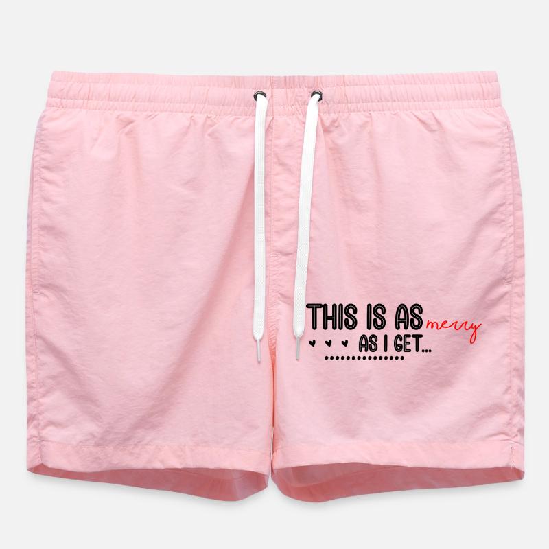 Merry Red Script Logo auf Schwarz - Badeshorts - Pink