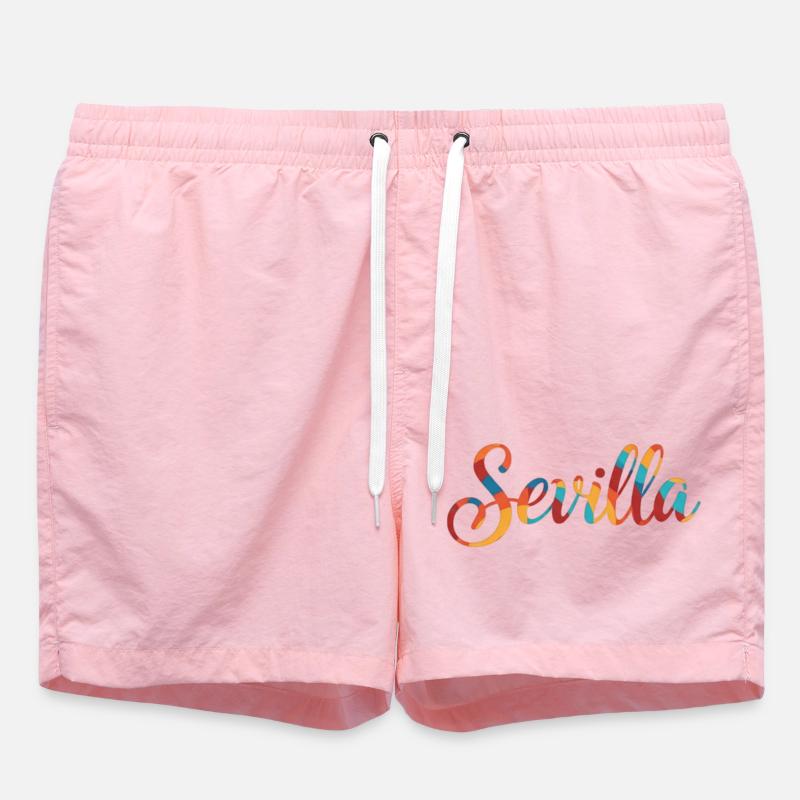 Seville Rainbow Script - Swim Trunks - pink