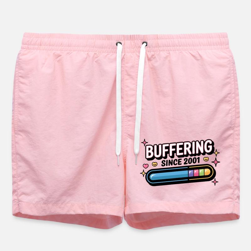 Y2K Retro – Buffering Since 2001 - Badeshorts - Pink