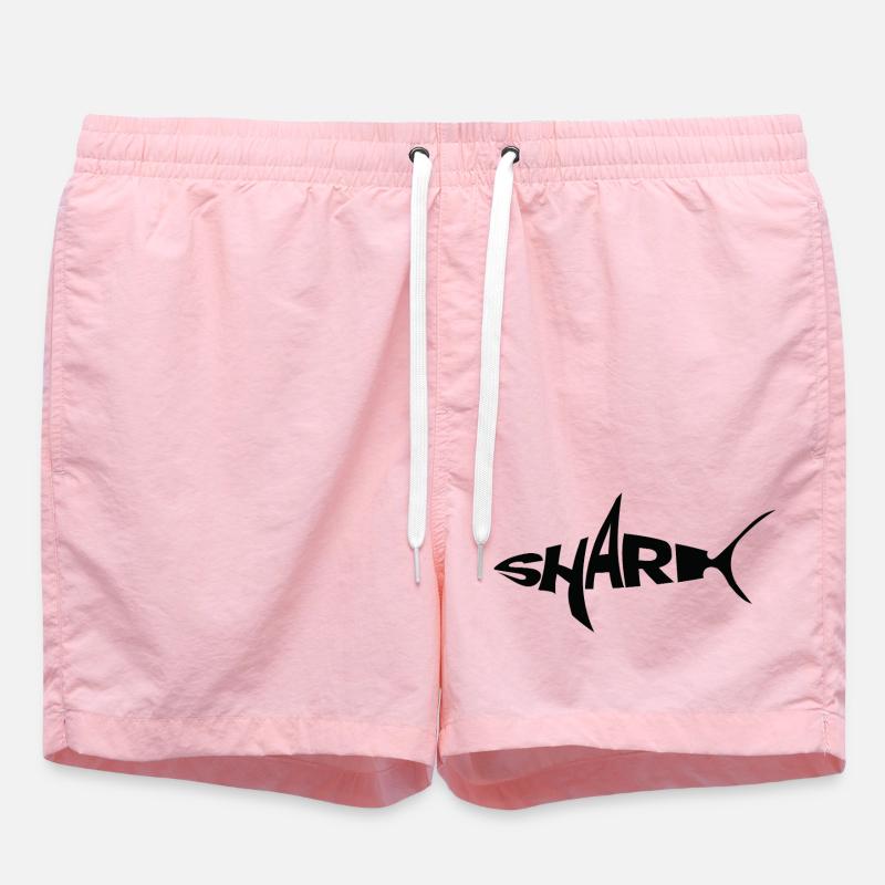  BLACK Shark Wordmark Typography with Fin - Swim Trunks - pink