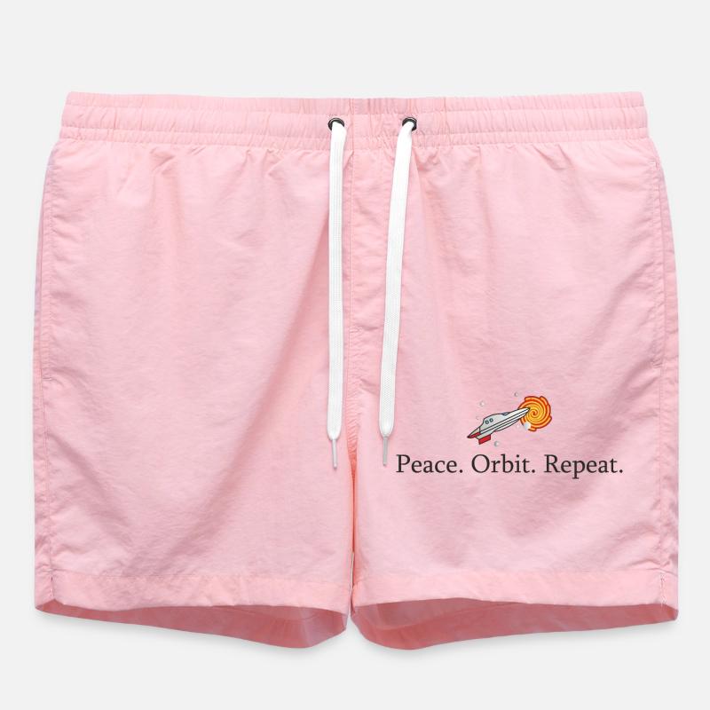Peace Orbit Repeat Rocket - Swim Trunks - pink
