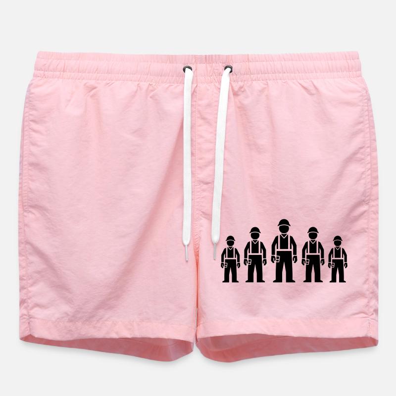 Construction Worker Team - Swim Trunks - pink