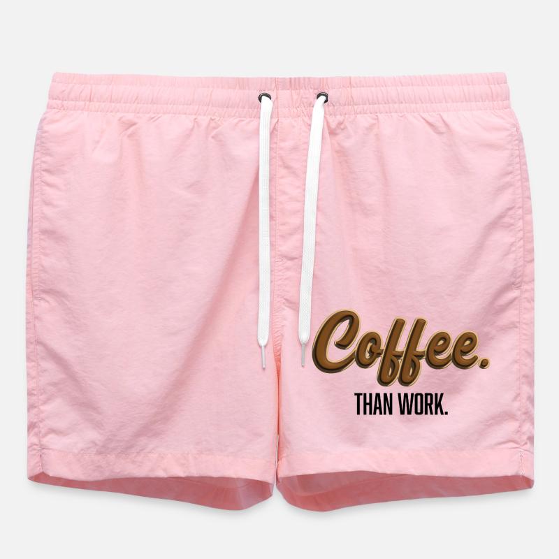 Coffee-Than-Work - Statement T-Shirt - Short de bain - rose