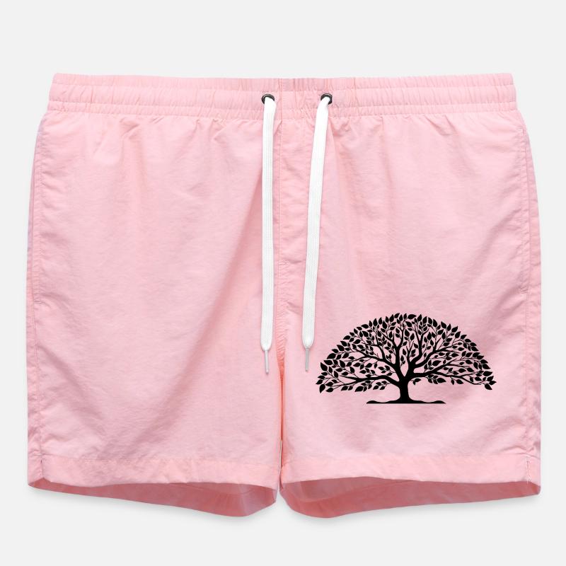 Shade Tree – Artistic Tree with Leaves - Swim Trunks - pink