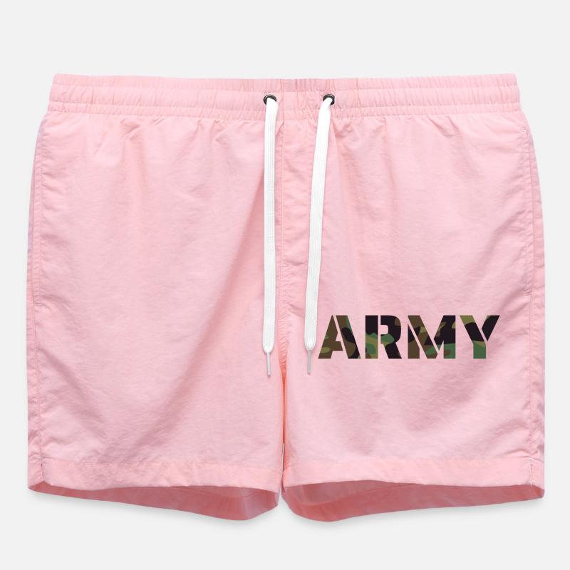 ARMY Text UK Camouflage Pattern - Swim Trunks - pink