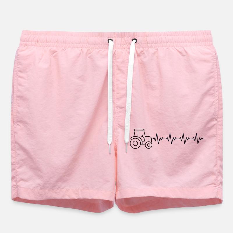 Tractor Bauer ECG Heartbeat - Swim Trunks - pink