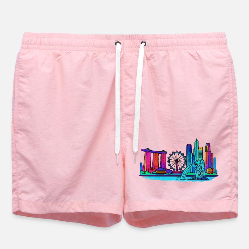 Skyline de Singapour - Short de bain - rose