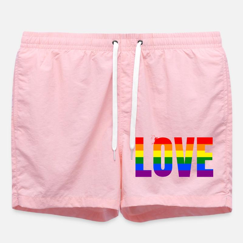 LOVE Rainbow Statement – Bold Equality Message - Badeshorts - Pink
