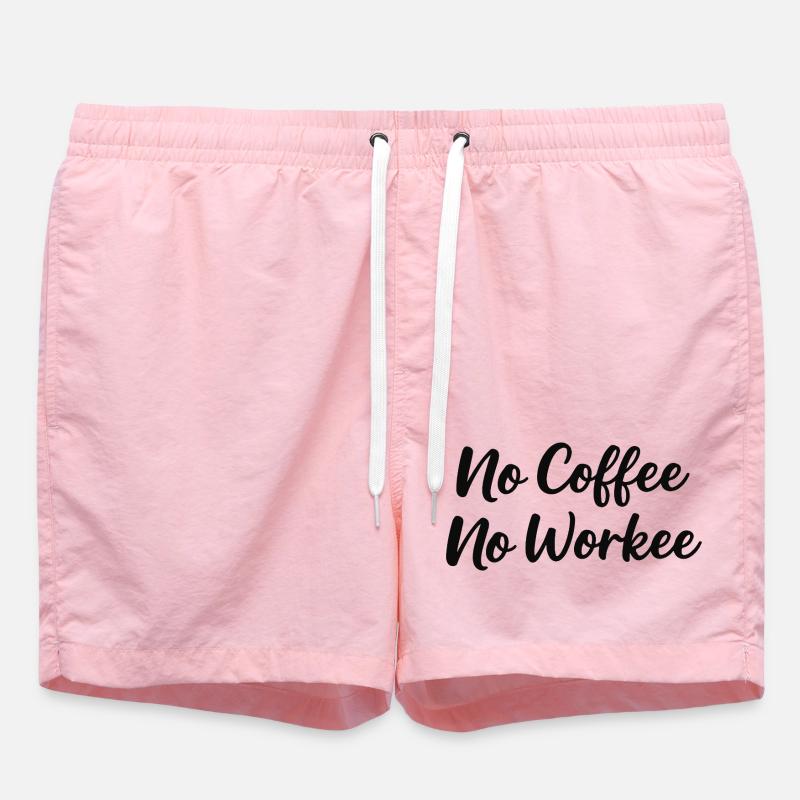 no coffee no workee - Swim Trunks - pink