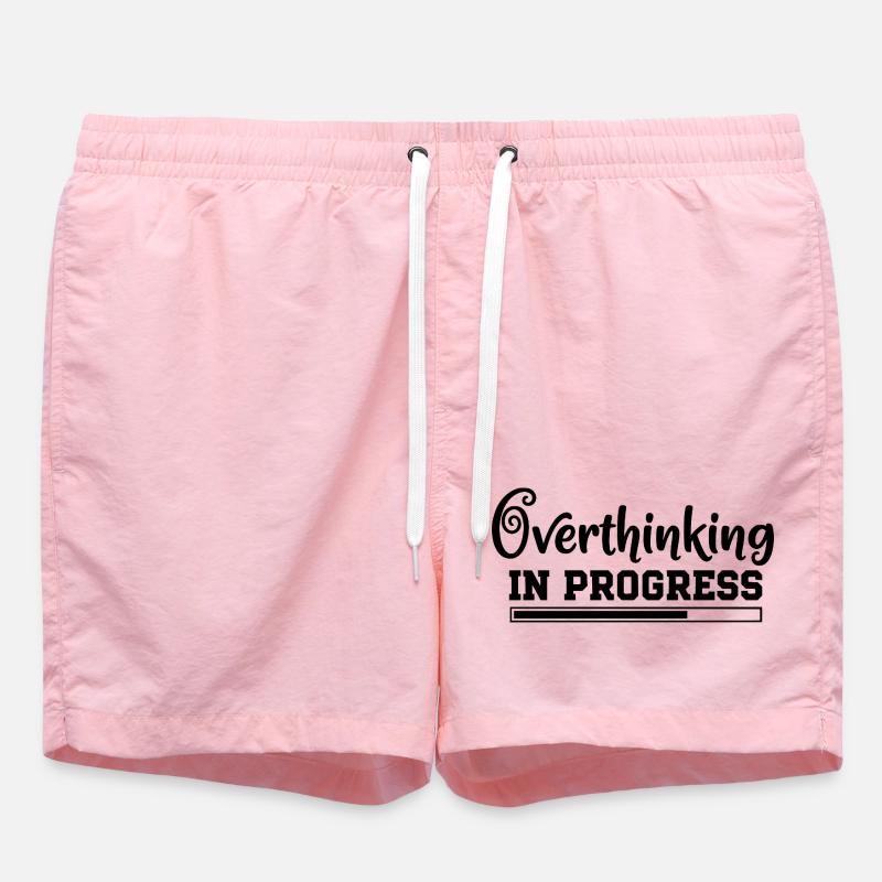 Overthinking in Progress – humorous saying - Swim Trunks - pink